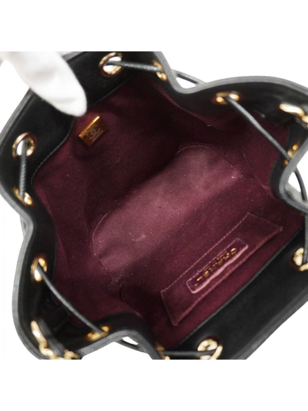 Chanel Shoulder Bag Quilted Caviar Leather Black Champagne Gold - Picture 4 of 10